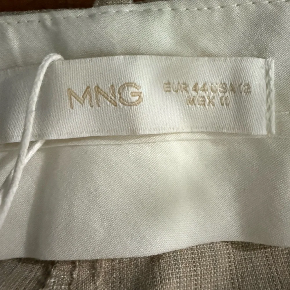 NEW Mango Striped Trousers-Size 12-Beige with Light Blue Stripe - Picture 9 of 15